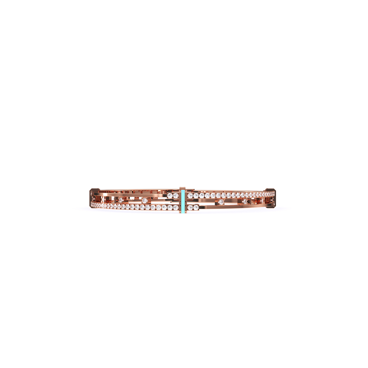Stylish Round Diamond Two Row Bangle